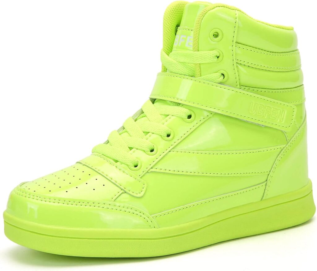 UBFEN Womens High Top Sneakers with Hidden Wedge Heel Ankle Support 2 Inch Height Increase 80s Retro Casual Boots