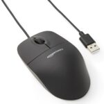 Amazon Basics 3-Button USB Wired Mouse with Scrolling and Tracking – Standard, Black