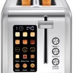 2 Slice Touch Screen Toaster, Stainless Steel Toaster with Wide Slots for Bagels and Bread, Reheat/Defrost/Cancel Functions, Removable Crumb Tray, Silver