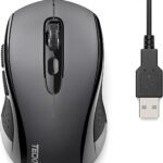 TECKNET Computer Wired Mouse, USB Mice for Laptop with 6-Button, 3600DPI Optical PC Wired Mouse, Home and Office 5FT USB-A Corded Comfortable Mice, Plug & Play, NO Battery Required-Grey