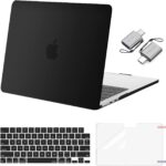 MOSISO Compatible with MacBook Air 13 inch Case 2025 2024 2023 2022 M4 A3240 M3 A3113 M2 A2681, Plastic Hard Shell&Keyboard Cover&Screen Film&Type C for MacBook Air 13.6 inch Case, Black