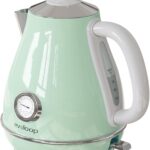 Evoloop Electric Tea Kettle, 1500W /1.7 Liter Hot Water Boiler Heater Pot, Retro Electric Kettle with Thermometer, Auto Shut-Off & Boil-Dry Protection, BPA Free,Stainless Steel Teapot
