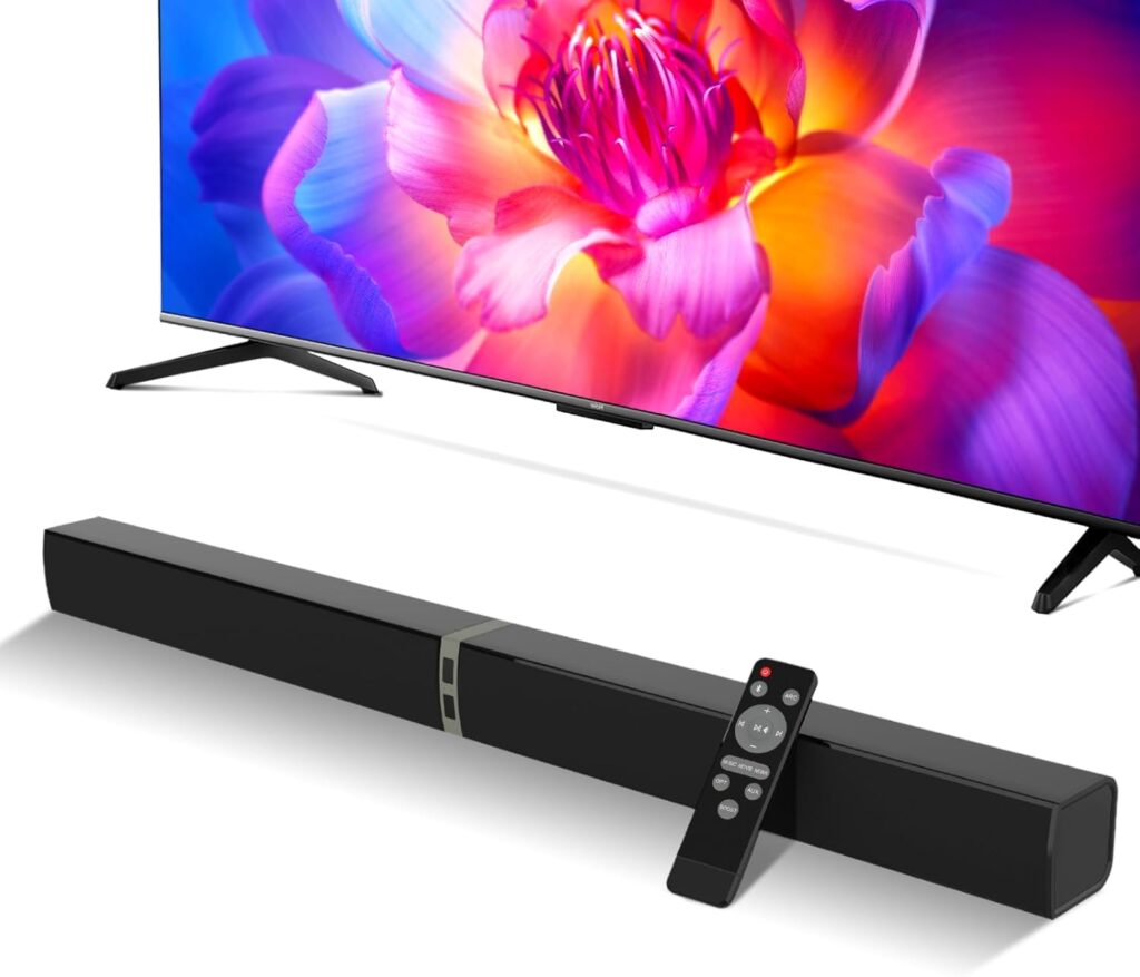 MZEIBO Sound Bar, TV Soundbar 80W with Bluetooth 5.3 Stereo Immersive Sound Detachable 2-in-1 Design for Home Theater Smart TV PC & Music Experience