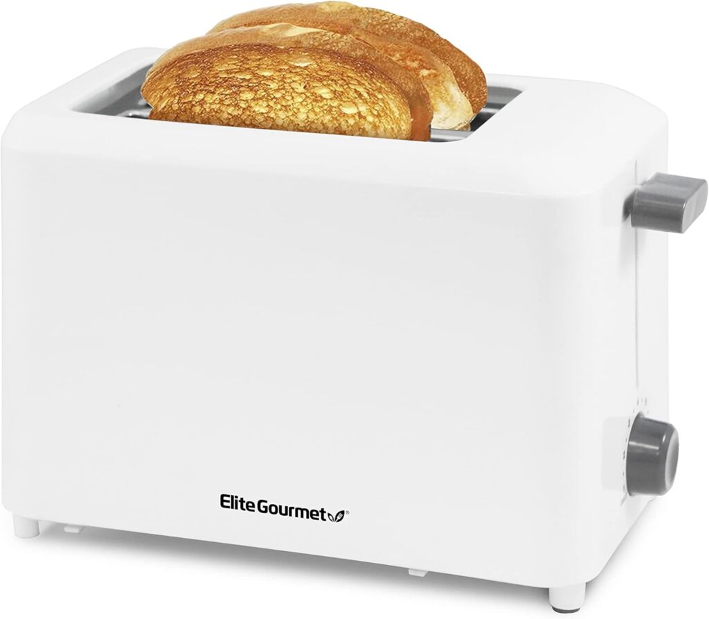Elite Gourmet ECT-1027 Cool Touch Toaster, 7 Toast Settings Cancel Functions, Slide Out Crumb Tray, Extra Wide 1.5″ Slots for Bagels Waffles Specialty Breads, Puff Pastry, Snacks, White