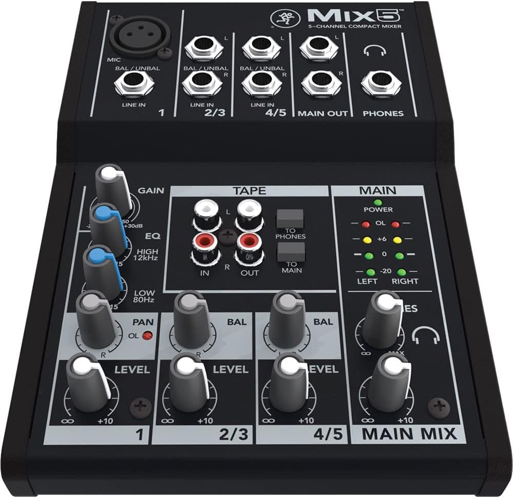 Mackie Mix5 5-Channel Compact Mixer, Black