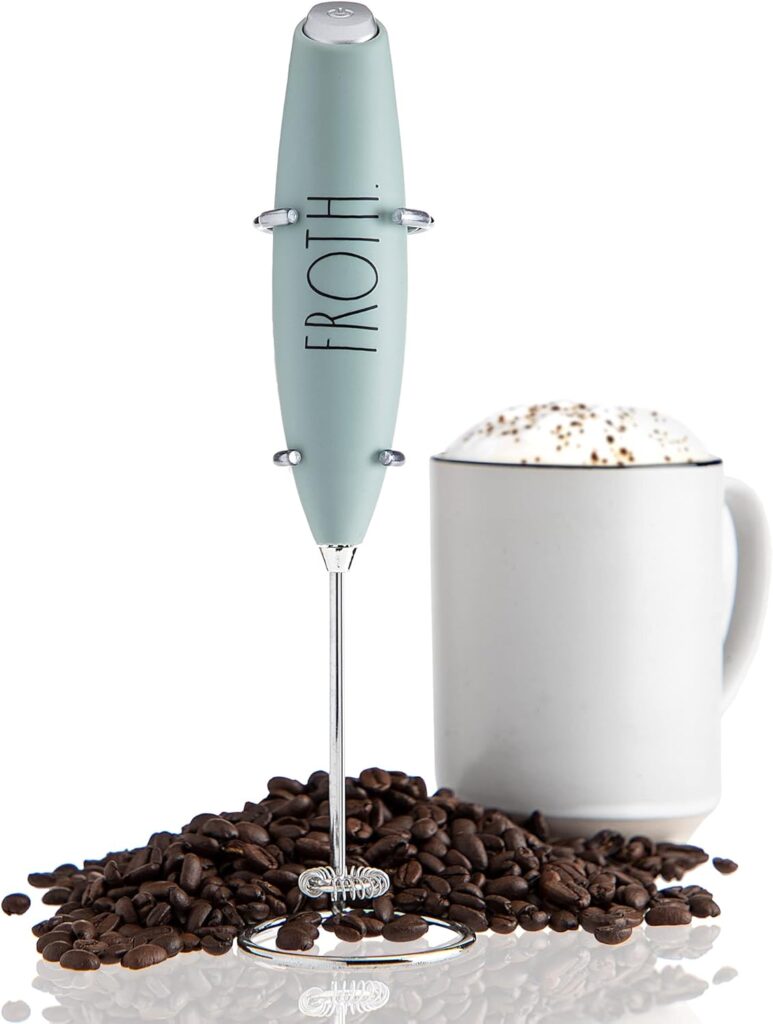 Rae Dunn Milk Frother- Handheld Electric Drink Mixer, Handheld Electric Milk Frother, Coffee Frother, Hand Blender, Frappe Maker, Handheld Latte Maker Milk Foamer (Sage)