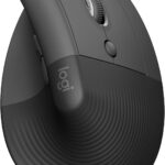 Logitech Lift Vertical Ergonomic Mouse, Wireless Bluetooth or USB Receiver, Quiet Clicks, 4 Buttons, Right Hand Wireless Mouse, Windows/macOS/iPadOS, Laptop, PC – Graphite