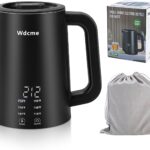 650ml Small Travel Electric Kettle 800W,6 Temperature Control Smart Teapot,Dual Voltage 110-240V Hot Water Boiler,12H Keep Warm,304 Stainless Steel Portable Mini Tea Kettle (Black)