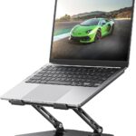 Adjustable Laptop Stand for Desk, Aluminum Portable Laptop Stand, Lightweight 500g, Foldable Ergonomic Computer Notebook stand Holder for 11-16″ MacBook Air Pro, Dell XPS,HP Computer Notebook, Black