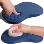 Ergonomic Joint Wrist Support Mouse Pad with Memory Foam Cushion Massage Bump, Carpal Tunnel Pain Relief Mousepad Slope Design for Wrist Rest, 11.8×7.9 in, Dark Steel Blue