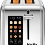 Mecity 2 Slice Toaster Touch Screen 1.5″ Wide Slot, Stainless Steel Smart Bread Toaster for Bagel Muffin Waffle Gluten Free Breads, Timer, Defrost, Reheat, 120V 825W