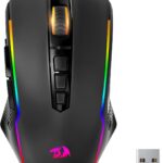 Redragon Gaming Mouse, Wireless Mouse Gaming with 8000 DPI, PC Gaming Mice with Fire Button, RGB Backlit Programmable Ergonomic Mouse Gamer, Rechargeable, 70Hrs for Windows, Mac Gamer, Black