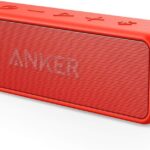 Anker SoundCore 2 Portable Bluetooth Speaker, Wireless, Enhanced Bass, 24-Hour Playtime, 66ft Range, IPX7 Water Resistant, Built-in Mic, Ideal for Travel, Compact and Easy to Use – Red