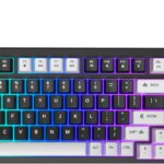 96% Wired Gaming Keyboard,Creamy Membrane Quiet Silent Keyboard with Number Pad & Volume Knob,Light Up Computer USB Teclado for PC Desktop Games Office