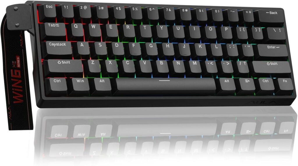 Aula WIN60 HE – 60% Mechanical Gaming Keyboard Wired, Magnetic Switch Hot Swappable, Adjustable Actuation Rapid Trigger Mode, 8000 Hz Polling Rate, RGB Small Keyboard 60 Percent Compact Design for PC