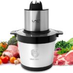 Large Capacity Food Processors,Electric Meat Grinder Veggie Chopper with Stainless Steel Bowl,3 Speeds,4 Bi-Level Blades and Spatula for Meat,Onion,Vegetables,Fruits(24 Cup Black)