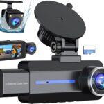 Dash Cam Front and Rear, 2.5K+1440P Triple Car Camera with 32GB Card, 3 Channel Dash Camera for Cars, G-Sensor, 3.16” IPS Screen, 24Hr Parking, 170°Wide Angle, Loop Recording, IR Night Vision, Blue