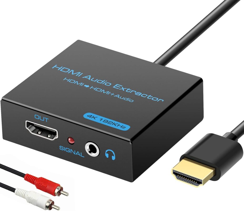 VPFET HDMI Audio Extractor Splitter 4K 3.5mm Adapter Converter with AUX RCA L or R Stereo Output Support 1080P 3D Compatable for PS4 Fire Stick Blu Ray Player etc