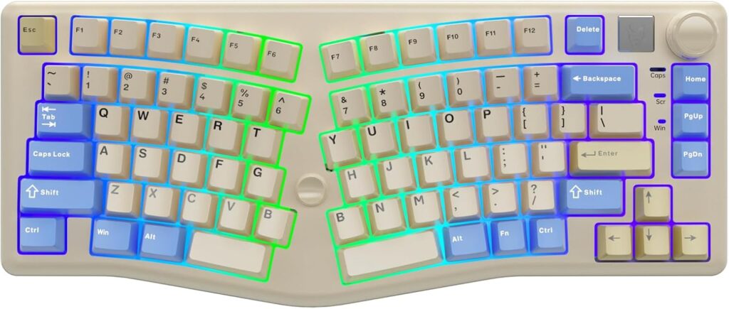 x LEOBOG Alice A75 Ergonomic Keyboard, Wireless Mechanical Gaming Keyboard Tri-Mode BT5.0/2.4G/Wired with Joystick and Knob, 75% Layout RGB Backlit Hot Swappable Linear Switches for Win