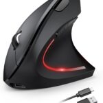 TECKNET Ergonomic Mouse Wireless, Echargeable Mouse Wireless Silent for Carpal Tunnel Right Hand, 2.4GHz USB-A Vertical Mouse for Laptop,5 Adjustable 4800 DPI, Computer,MacBook, Desktop(Not-USB-C)
