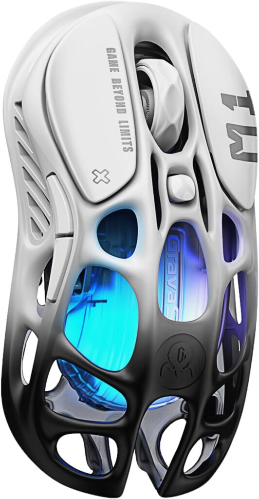 GravaStar Mercury M1 Pro Wireless Gaming Mouse – 26,000 DPI PAW3395DM Sensor – Magnesium Alloy – Wired / 2.4GHz / Bluetooth – 5 Programmable Buttons – Up to 200-Hour Battery – Gradient Black