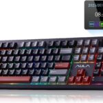 AULA F106 PRO Wireless Mechanical Keyboard, 104 Keys Gaming Keyboard with Knob & Screen, Tri-Mode RGB Hot Swappable Creamy Sounding Computer Keyboards for PC/Laptop/Windows – Black Red
