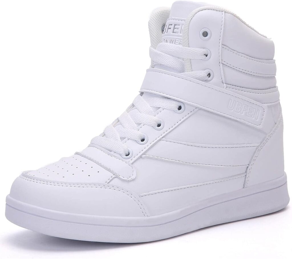 UBFEN Womens High Top Sneakers with Hidden Wedge Heel Ankle Support 2 Inch Height Increase 80s Retro Casual Boots