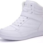 UBFEN Womens High Top Sneakers with Hidden Wedge Heel Ankle Support 2 Inch Height Increase 80s Retro Casual Boots