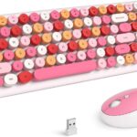 MOFII Wireless Keyboard and Mouse, Typewriter Full Size Keyboard with Number Pad and 2 in 1 USB Connected Mouse for Mac, Windows 7/8/10, Laptop, Desktop, PC, Computer (White Colorful)