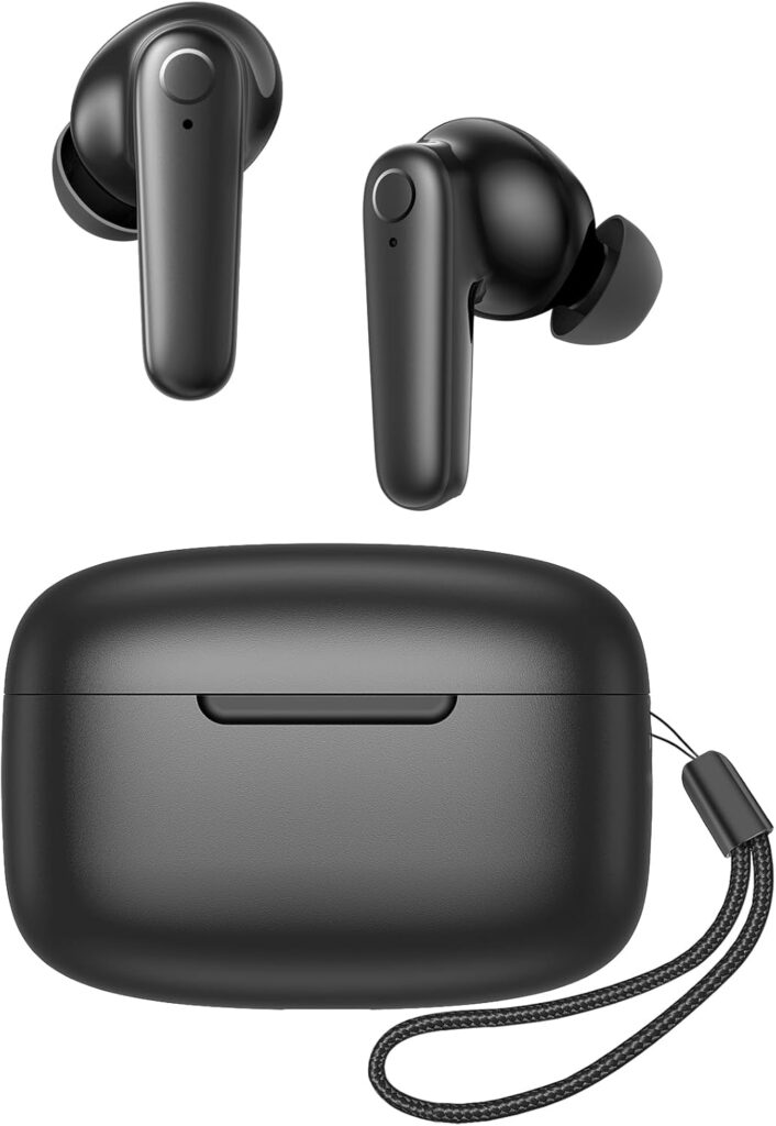 kurdene Wireless Ear Buds Bluetooth 5.4 Headphones 60H Playtime Deep Bass Stereo Earbuds with Mic Comfort Lightweight in Ear Earphones for Workout/Running Black