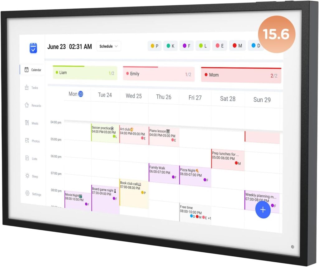 15.6 Inch Digital Calendar, Wall Electronic Desk Calendar, Full HD 1920 * 1080P IPS Touchscreen Interactive Display for Family Meal Planner Support – Streamline Household Organization