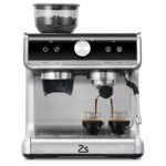 Garvee Espresso Machine With Grinder, Barista Express Espresso Machine, 20 Bar Expresso Coffee Machines with Milk Frother Steam Wand, Cappuccino & Latte Machine for Home, Silver