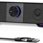 Jeecoo A40 Bluetooth Computer Speakers with Clear Sound, USB Plug & Play PC Speakers with LED Light, Computer Sound Bar with Switch Button for Desktop Laptop Monitor (USB-C Adapter Included)