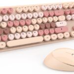 Wireless Keyboard and Mouse, KOOTOP Cute Keyboard and Mouse, 2.4G Wireless Keyboard with Retro Round Keycap for PC, Mac, Laptop,Computer Windows (Milk Tea)