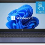 HP 14″ HD Touchscreen Laptop, Windows 11, Intel Celeron Dual-Core Processor Up to 2.60GHz, 4GB RAM, 64GB SSD, Webcam, Dale Blue (Renewed)