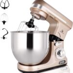 Professional Stand Mixer, 6-Qt with Timer, MK37 500W 6-Speed Tilt-Head Food Electric Mixer Kitchen Machine,Plastic (Champagne)