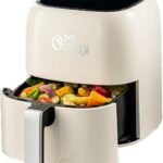 Charmi 5QT Air Fryer – Beautiful Retro Design, Stylish Countertop Look, Nonstick & PFAS-Free, Safe Auto Shutoff, Digital Touchscreen, 8 Cooking Presets (Cream White)