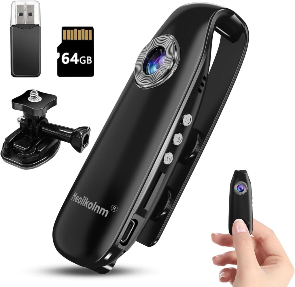 Mini Body Camera with Audio and Video Recording 1080P 64GB Motion Detection Video Recorder Wearable POV Camcorder with Magnetic Pocket Portable DV for Cycling,Pets,Walking,Travaling