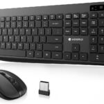 Wireless Keyboard and Mouse Combo,KOORUI 2.4G Silent Full Size Ergonomic Keyboard with 12 Shortcut Keys & 3DPI Mouse,Cordless,Compatible for Laptop/PC/Windows/Mac (Black)