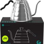 Gooseneck Kettle with Thermometer – 34oz Premium Stainless Steel Pour Over Coffee Maker Kettle, Stove Top, w/Precision Drip Spout, for Drip Coffee, French Press, Tea Kettle, 4 Cup