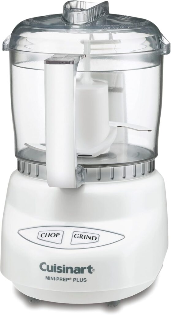 Cuisinart Mini-Prep Plus Food Processor, 24-Ounce Mini Food Processor to Chop Herbs, Vegetables, and Hard Cheese, 24-Ounce Work Bowl, Reversible Stainless Steel Blade, DLC-2A, White