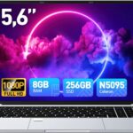 Laptop 15.6 Inch Win 11 Laptop Computers 8GB RAM 256GB SSD, Celeron N5095 Quad-Core Processor, 1080P FHD Display, Backlit Keyboard, Fingerprint, USB3.0,WiFi5,Mini HDMI, BT5,Webcam