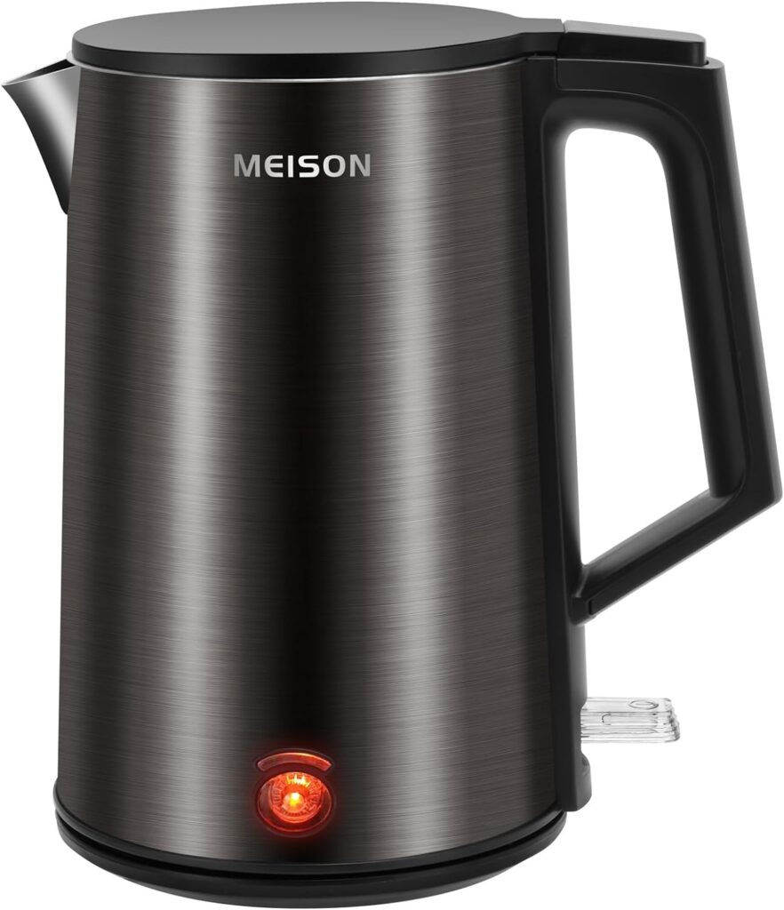 Electric Kettle Stainless Steel,1.0L Double Wall Electric Tea Kettle, Cool Touch Water Kettle & Hot Water Boiler for Boiling Water,Auto Shut-Off & Boil-Dry Protection,120V, 2 Year Warranty, Blue