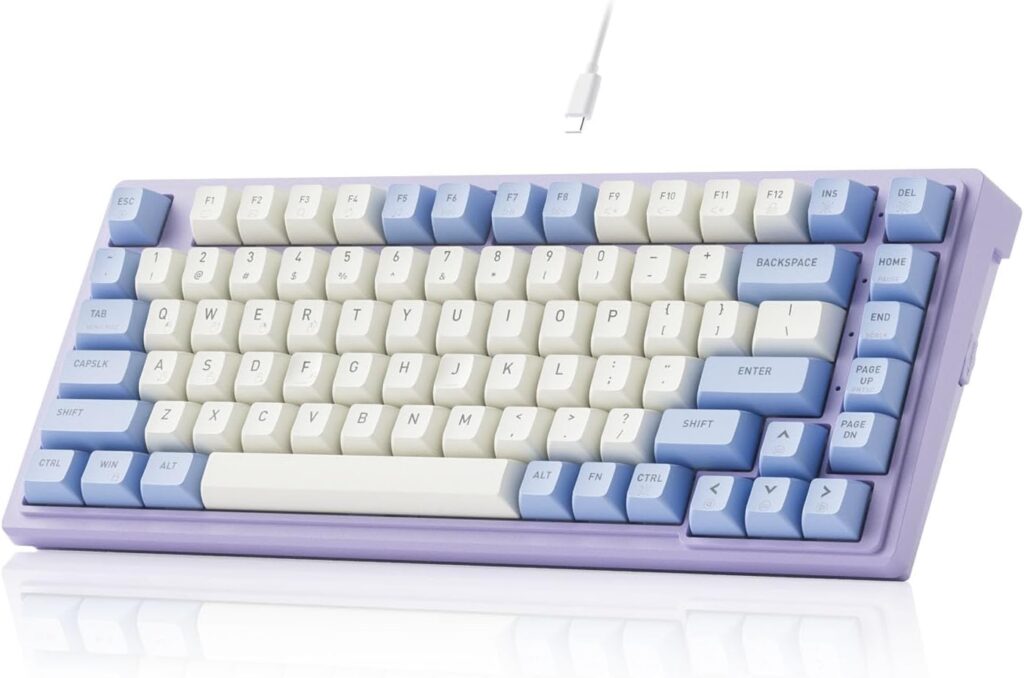 Hexgears M2 75% Wire Mechanical Keyboard, Hot Swappable Creamy Gaming Keyboard, Pre-lubed Fence Switches, Custom Gasket Mount (Purple Rain)
