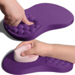 Ergonomic Joint Wrist Support Mouse Pad with Memory Foam Cushion Massage Bump, Carpal Tunnel Pain Relief Mousepad Slope Design for Wrist Rest, 11.8×7.9 in, Dark Violet