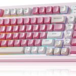 AULA 99 Key Keyboard, Wireless Gaming Keyboard Bluetooth Computer Keyboards Creamy Cute with Number Pad RGB Backlit Tri-Mode BT/2.4GHz/USB-C – Pink