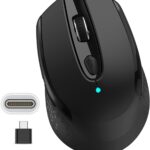 RaceGT USB C Wireless Mouse, Type C Silent Mouse for MacBook Air/Pro, 2.4G Cordless Computer Mice with 6 Buttons and 3 Adjustable DPI for Mac, Laptop, Desktop, PC