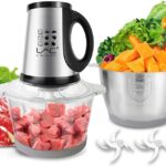 Food Processor,Small Meat Grinder,300W Powerful Pure Chopper Motor Food Choper,Electric Vegetable Choper with 2 Bowls(8 Cup+8 Cup) and 2 Blades for Onion,Baby Food,Meat,Fruit