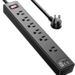 6Ft Power Strip Surge Protector – Yintar Extension Cord with 6 AC Outlets and 3 USB Ports for for Home, Office, Dorm Essentials, 1680 Joules, ETL Listed, (Black)