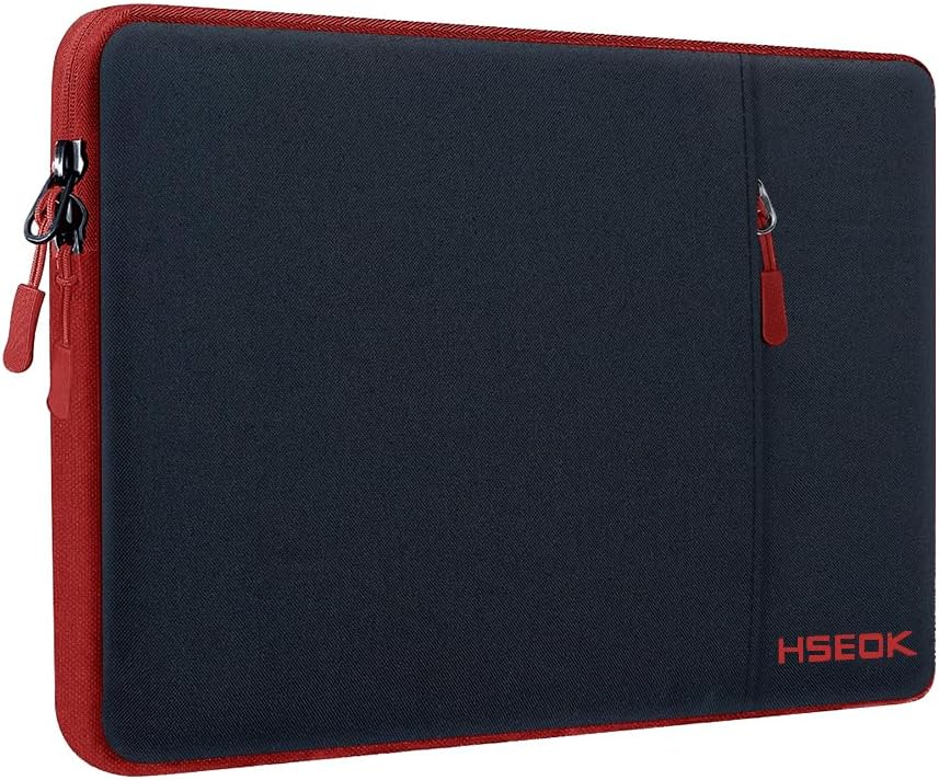 Hseok Laptop Case 15.6 Inch Sleeve, Shockproof Protective Water Repellent with Accessory Pocket,Compatible with Mac Pro 16 inch 2025-2019, Sleeve Bag for Most 15 15.6 16 Notebooks,Black&Red